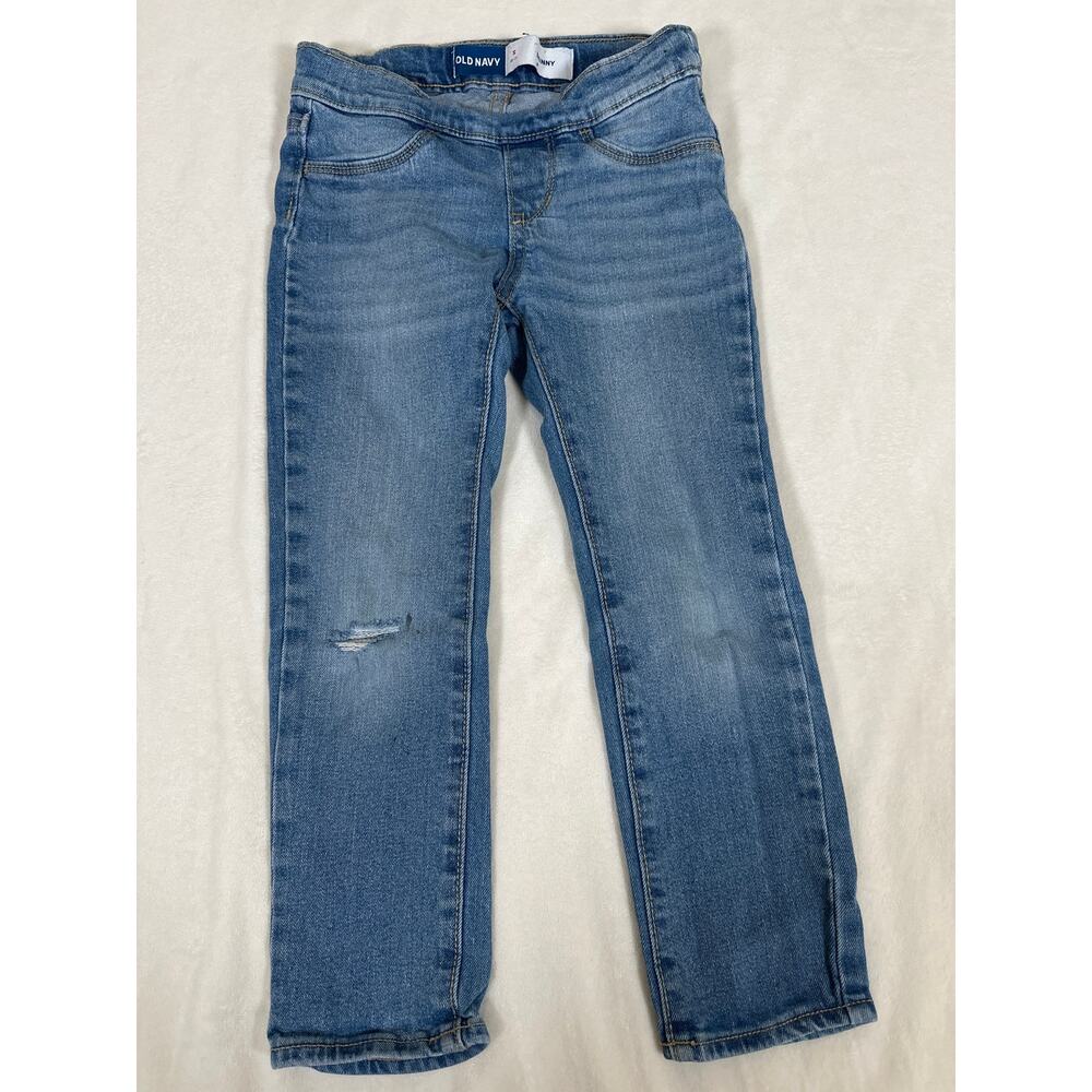 Old Navy Girls Skinny Jeans Size S 6-7 Light Wash Distressed Stretch Denim